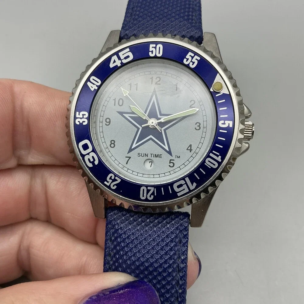 Vintage Sun Time Competitor Mens Watch 40mm Dallas Cowboys New Battery